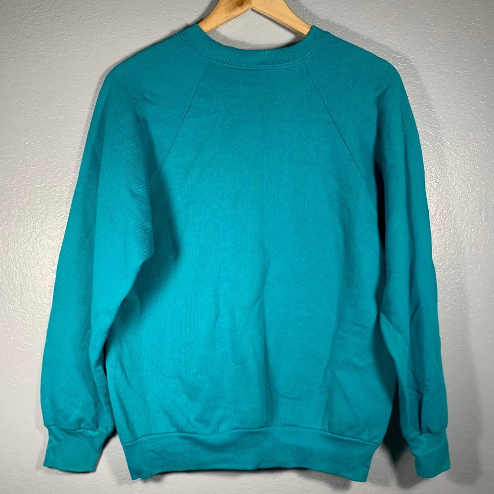 Vintage Tan Cat Teal Sweatshirt - Picture 4 of 5